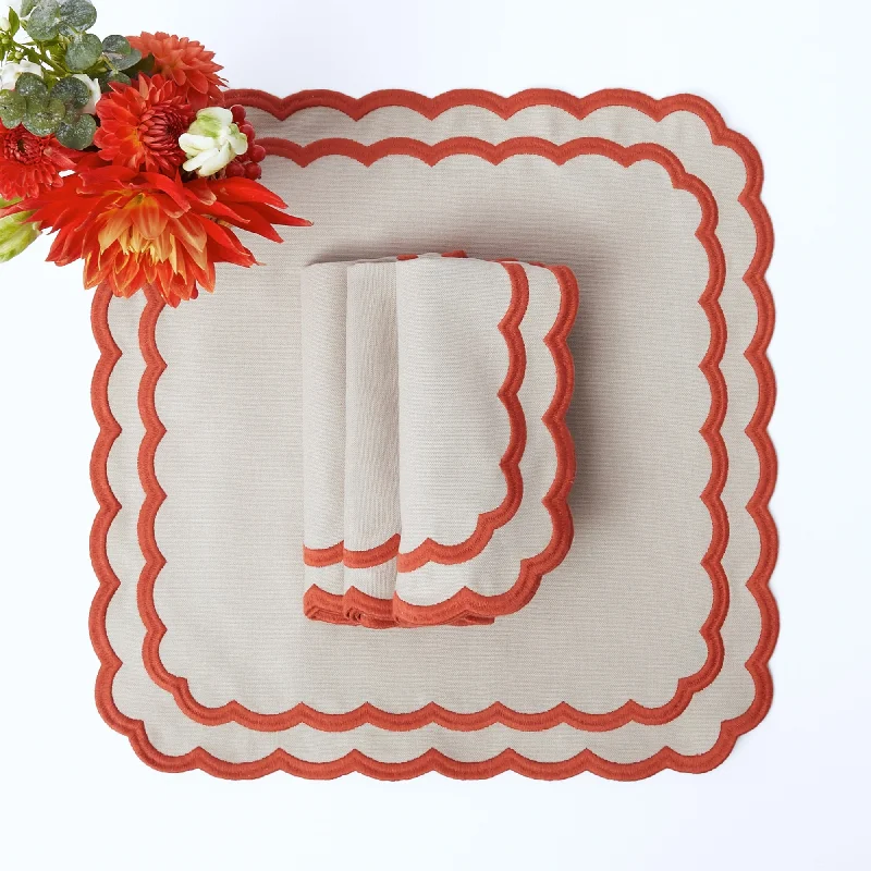 Isla Taupe & Orange Napkins (Set of 4)