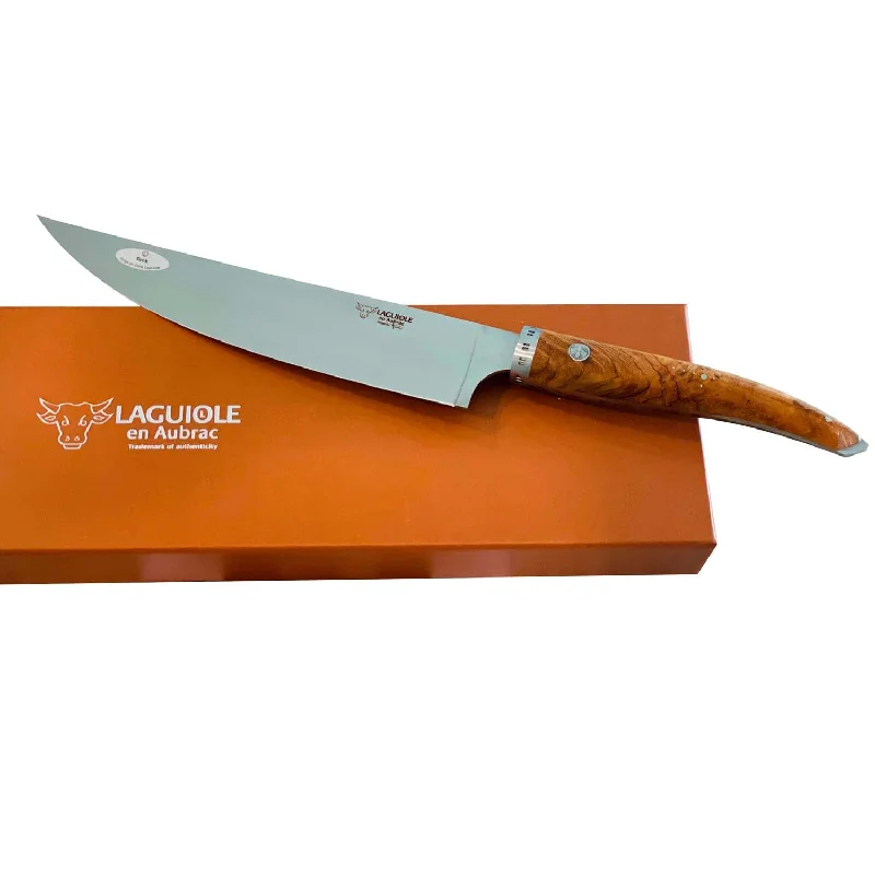 Laguiole en Aubrac Handcrafted Cuisine Gourmet Chef's Knife With Teak Wood Handle, 8-Inches