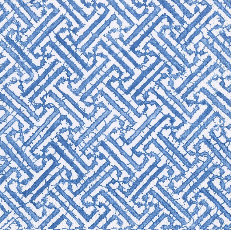 Fretwork Blue Cocktail Napkin by Caspari