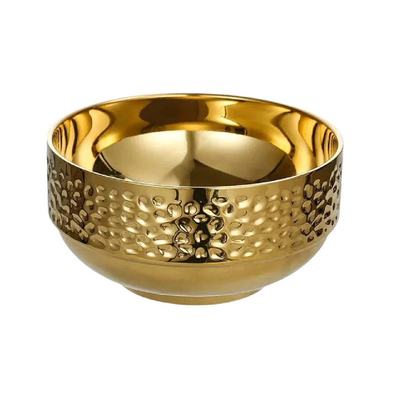 Textured Gold Stainless Steel Serving Bowl