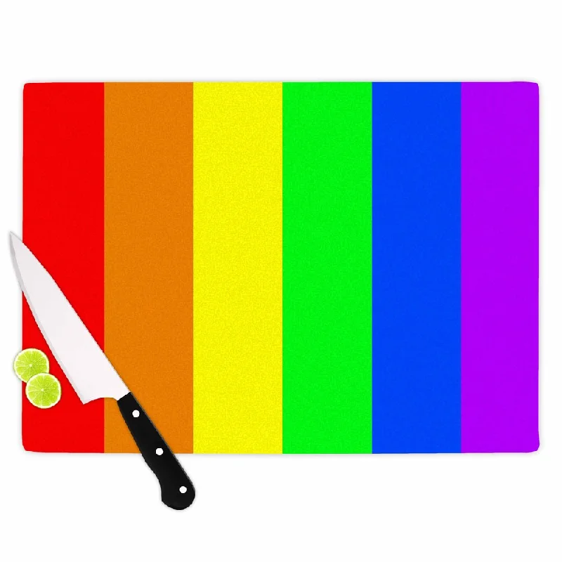 KESS InHouse Bruce Stanfield 'Rainbow' Stripes Digital Print Cutting Board