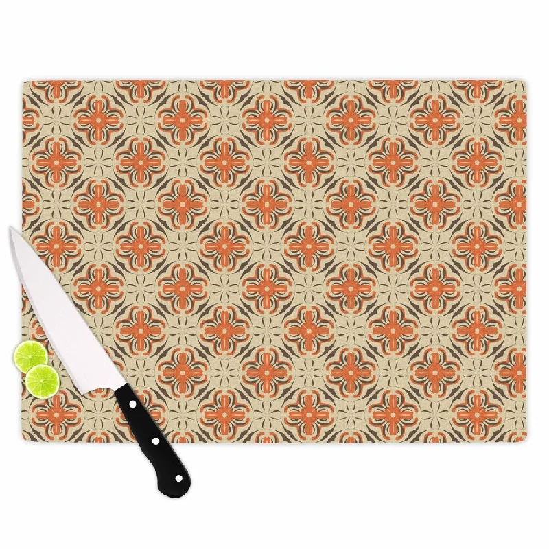 KESS InHouse Mayacoa Studio 'Geometric Tile' Orange Geometric Cutting Board