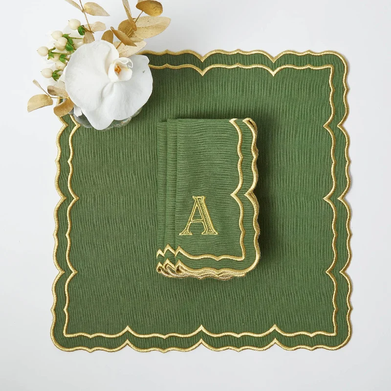 Fleur Green & Gold Napkins (Set of 4)