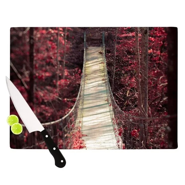 Kess InHouse Ann Barnes "Enchant" Red Bridge Cutting Board