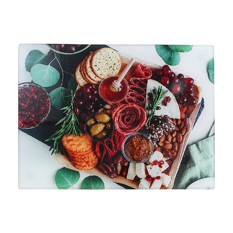 IH Casa Decor Printed Glass Cutting Board Charcuterie Board - Set of 2