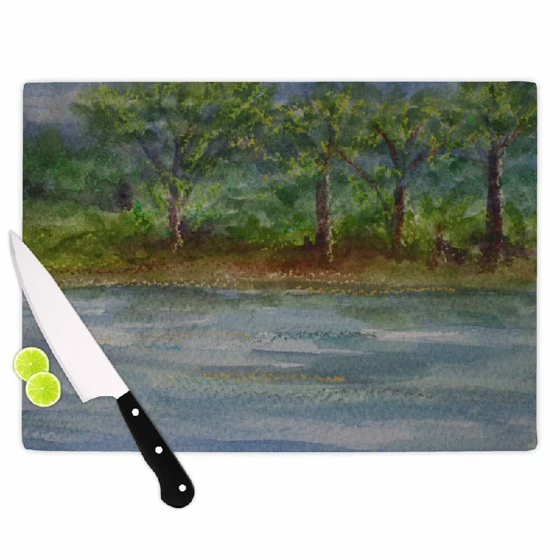 KESS InHouse Cyndi Steen 'Storm On The Pond' Blue Green Cutting Board