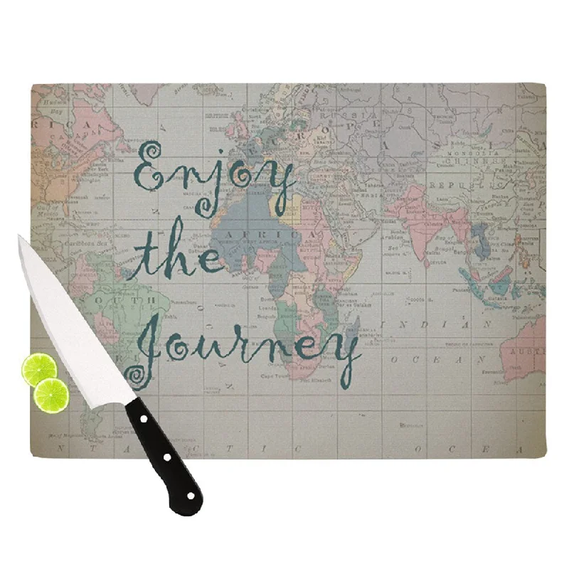 KESS InHouse Catherine Holcombe 'Journey' World Map Cutting Board