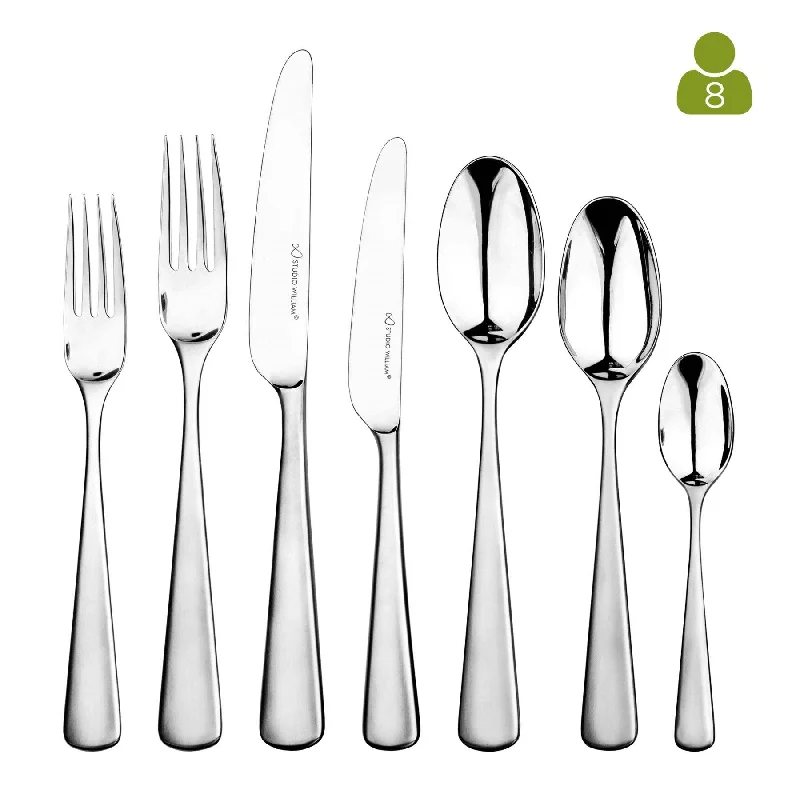 Studio William Mahogany Satin 56 Piece, 8 Person Cutlery Set