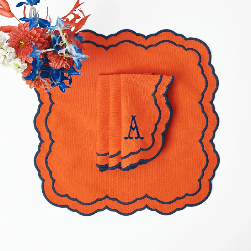 Valérie Orange & Navy Napkins (Set of 4)