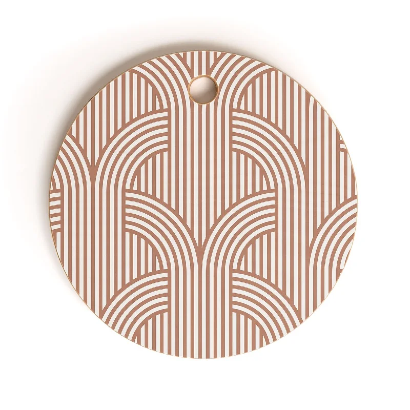 Marta Barragan Camarasa Terracotta retro lines Cutting Board Round