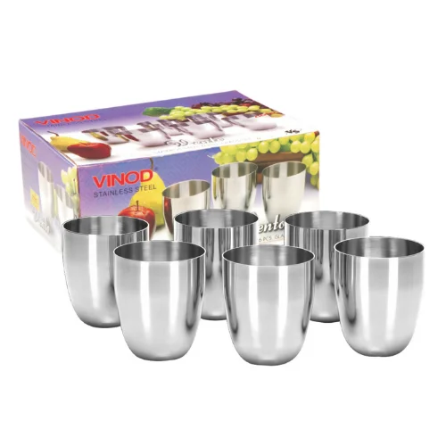 Vinod Stainless Steel Vento Glass – Six Glasses in one Box (300 ml)