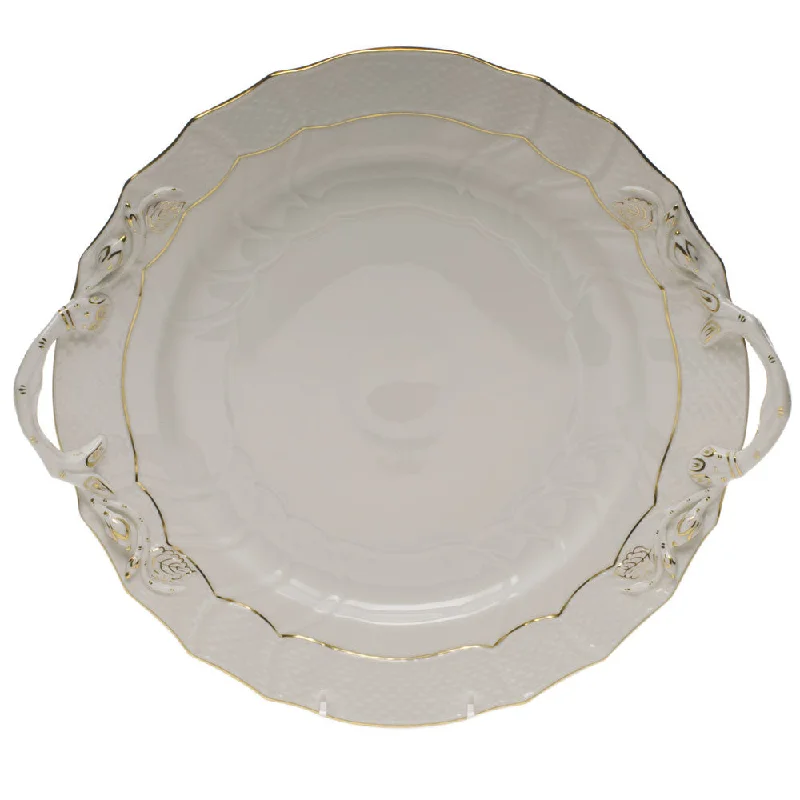 Golden Edge Round Chop Plate with Handles