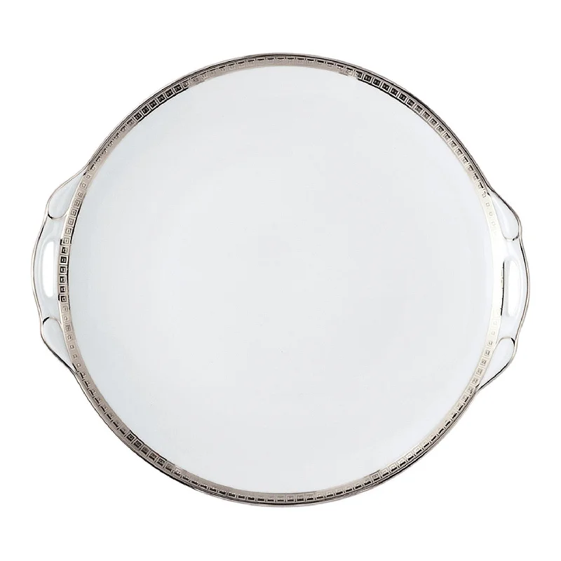 Athena Platinum Cake Plate with Handles, 11"