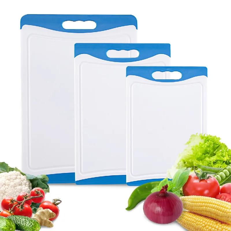 3-Piece Plastic Extra Large Cutting Board Set with Juice Grooves, 16.8 x 11.8 Inch