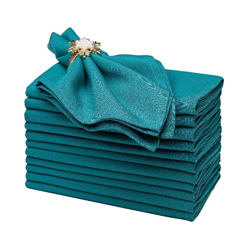 Gala Houseware Spun Polyester Dinner Napkins 18 x 18 inch - Turquoise 12 Pack Solid Washable Cloth Napkins - Ideal for Events, Wedding, Party, Commercial and Home Use.