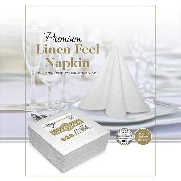 Premium Linen Feel White Dinner Napkins