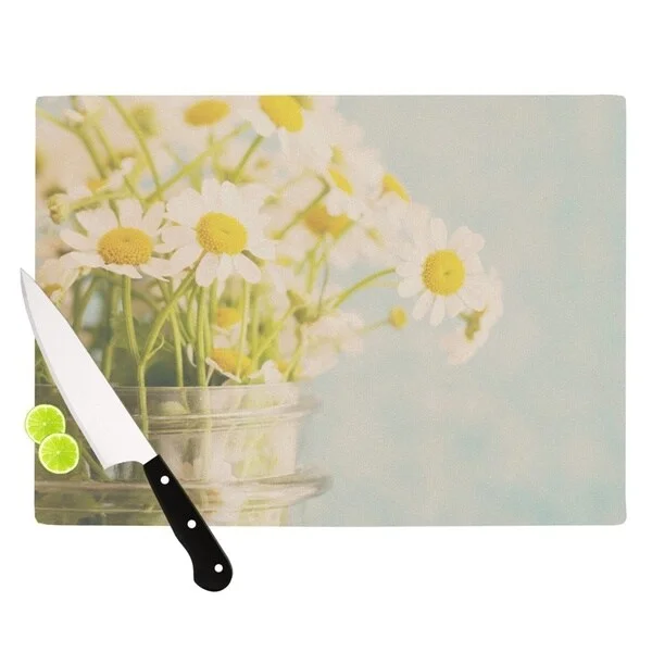 KESS InHouse Laura Evans "O Daisy" Green Yellow Cutting Board