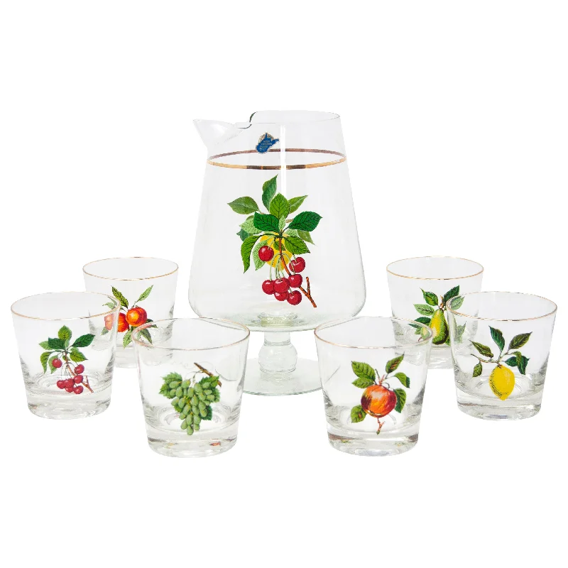 West Virginia Glass Fruit Cocktail Pitcher Set