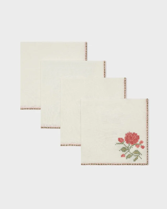 D'Ascoli Roma Hand-Embroidered Napkins (Set of 4)