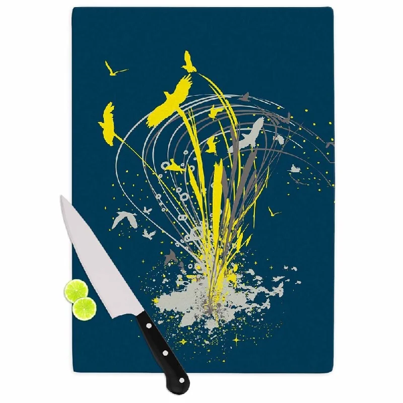 KESS InHouse Frederic Levy-Hadida 'Migratory Patterns' Blue Yellow Cutting Board