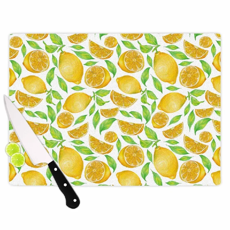 Kess InHouse Alisa Drukman "Lemons" Yellow Floral Cutting Board