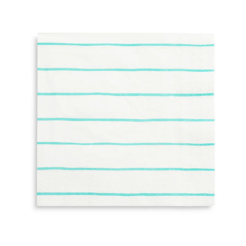 Aqua Frenchie Striped Large Napkins