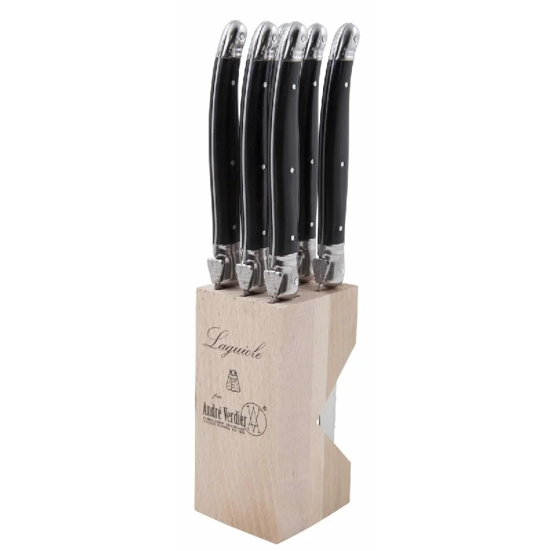 Laguiole Andre Verdier Debutant Steak Knife Black Set of 6