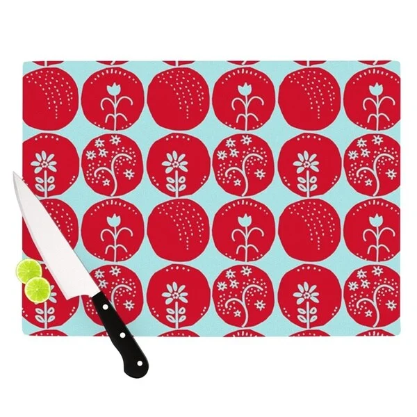 Kess InHouse Anneline Sophia "Dotty Papercut Red" Circles Blue Cutting Board