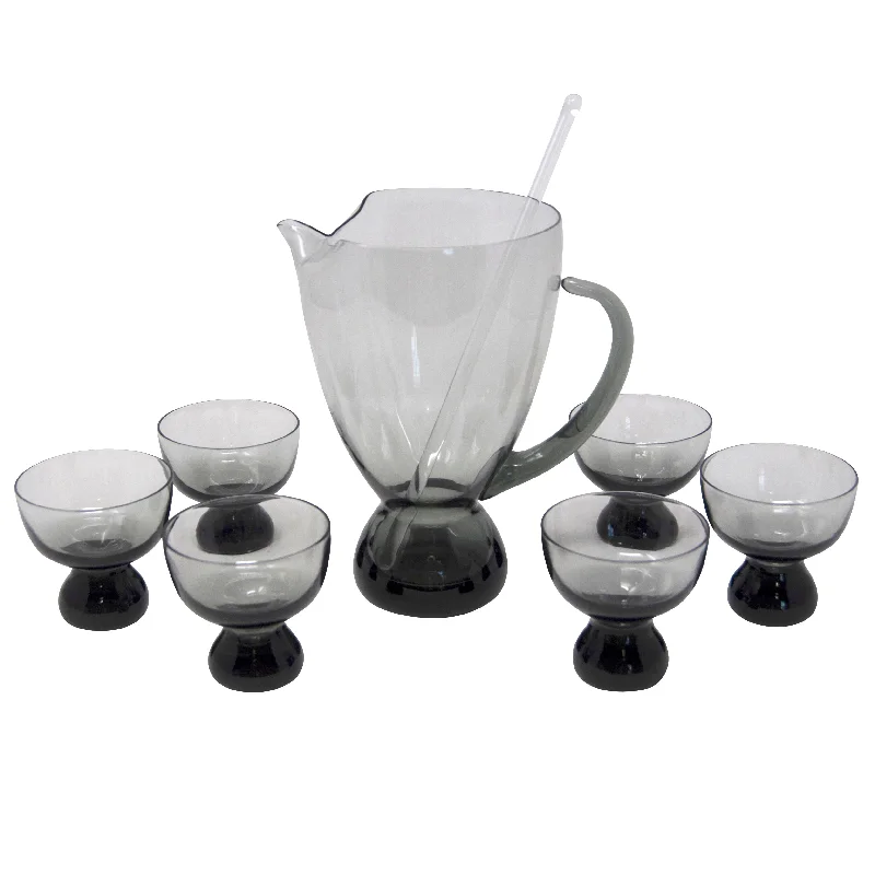 Morgantown Round Smoke Glass Cocktail Pitcher Set