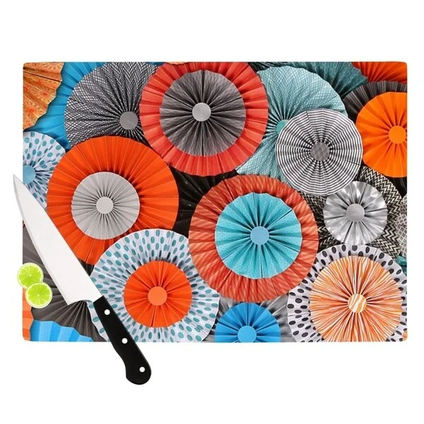 Kess InHouse Heidi Jennings 'Breaking Free' Orange and Blue Cutting Board