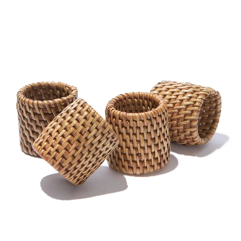 Natural Rattan Napkin Ring Set