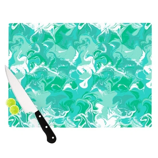 Kess InHouse Anneline Sophia "Marbleized In Seafoam" Teal Aqua Cutting Board