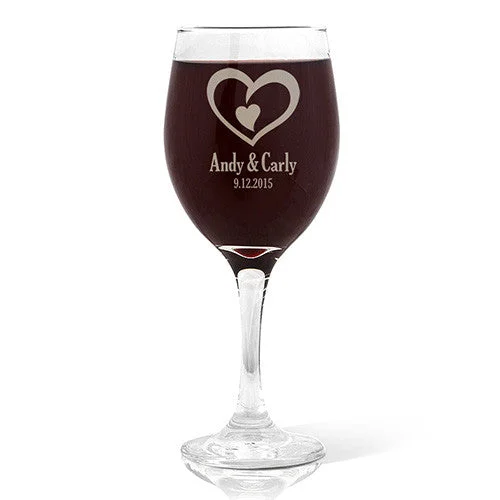 Double Heart Design Wine Glass