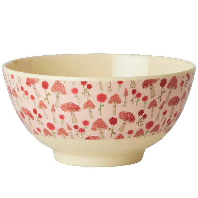 Rice Melamine Bowl with Pink Happy Forest - Medium - 700 ml