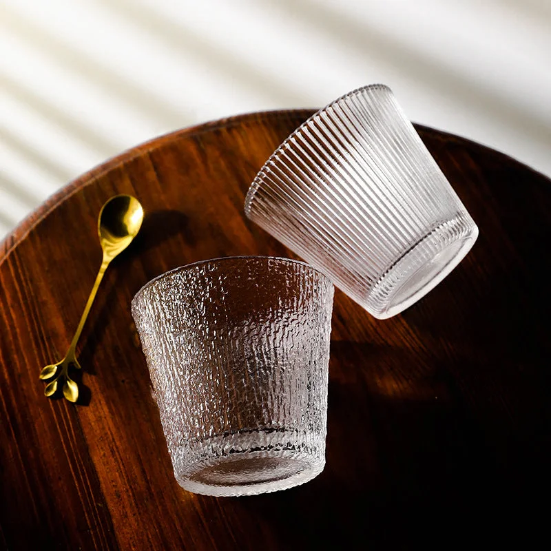 Ribbed Pattern Small Tea Glass or Cocktail Glass - Set of 2