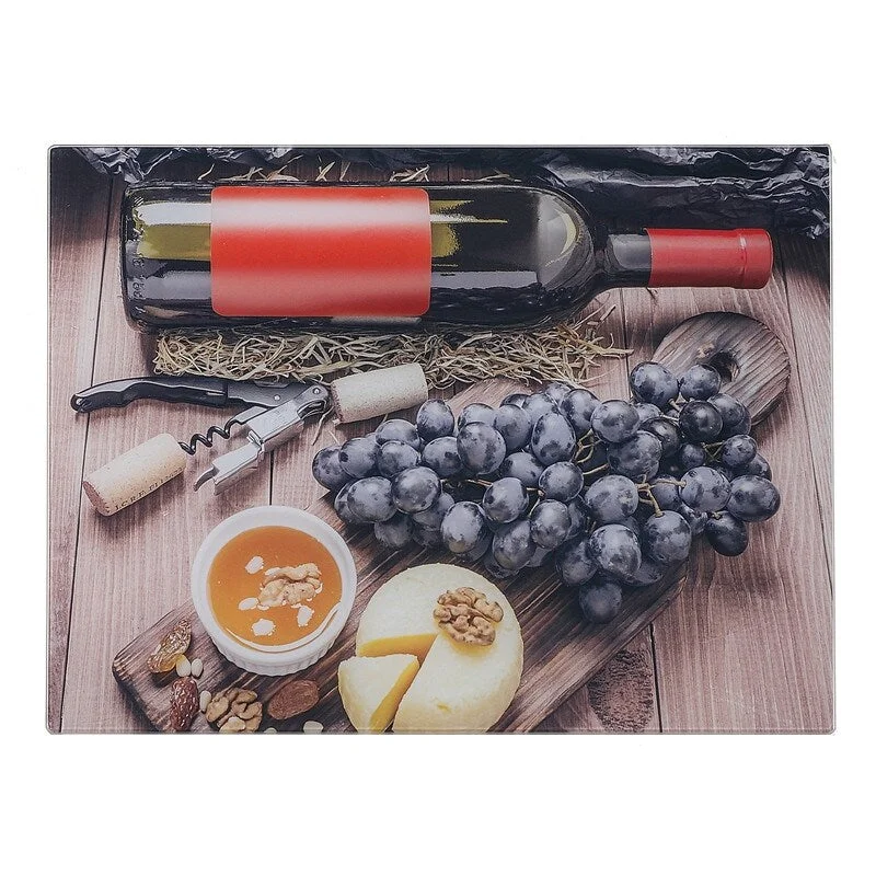 Printed Glass Cutting Board (Wine Date) - Set of 2