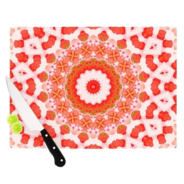 KESS InHouse Iris Lehnhardt 'Mandala I' Red Orange Cutting Board