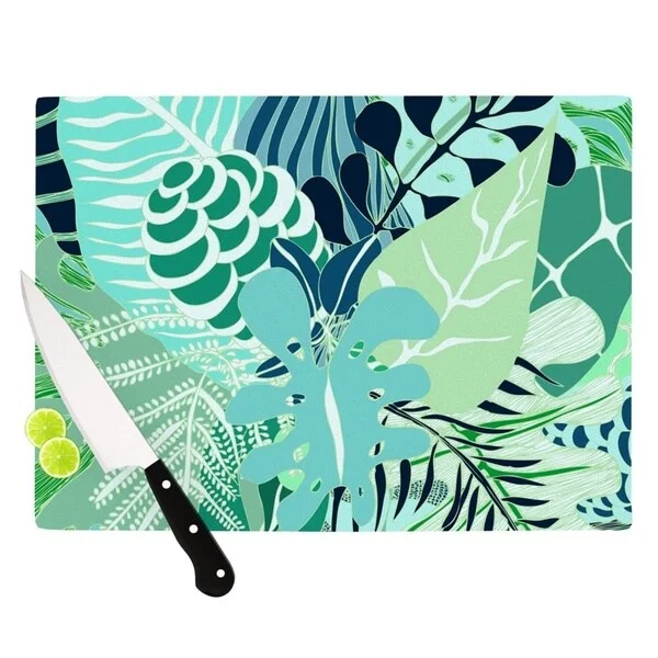 Kess InHouse Anchobee "Giungla" Green Floral Cutting Board