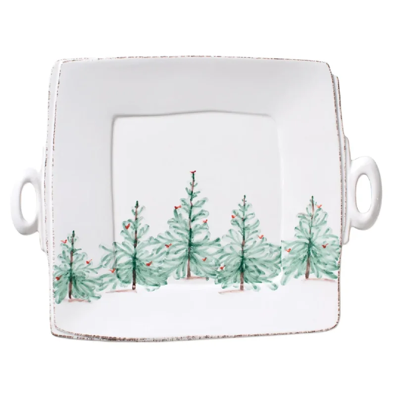 Lastra Holiday Handled Square Platter