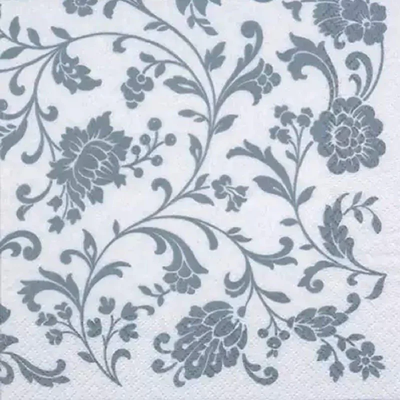 Arabesque White/Silver Lunch Napkins 20 Ct