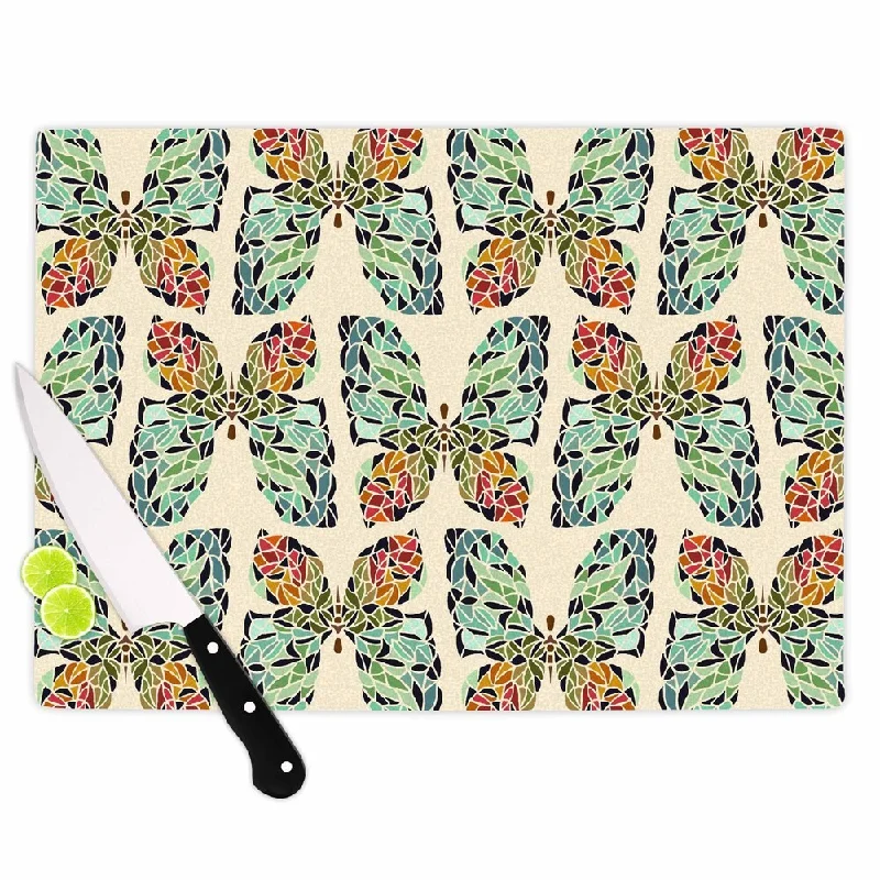 Kess InHouse Art Love Passion "Butterfly Pattern" Green Red Cutting Board