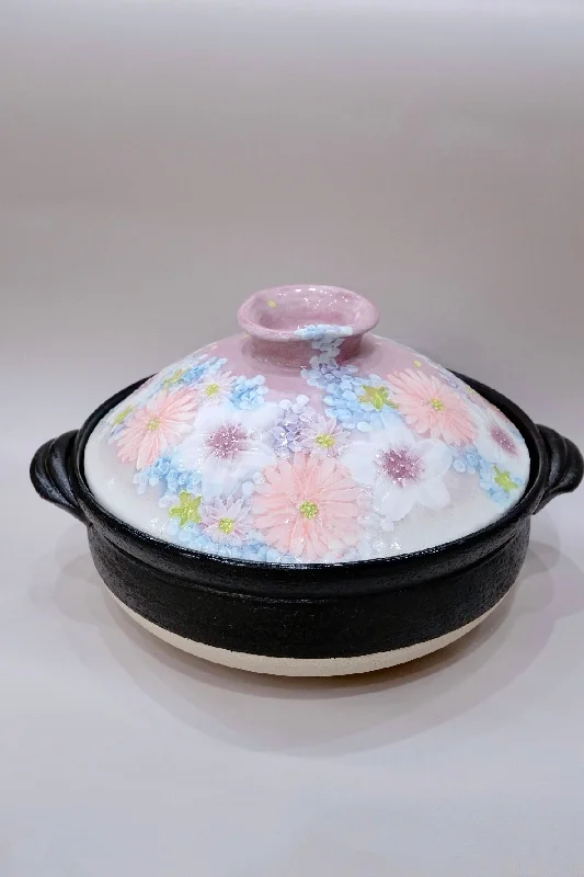 Setoware Flower Donabe Claypot - Size 8