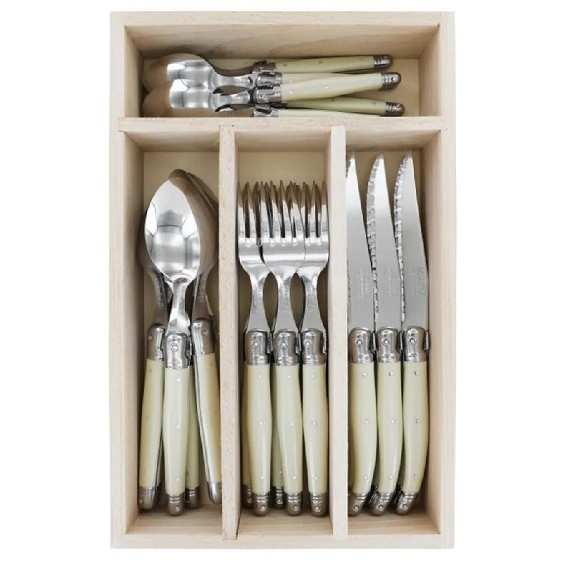 Laguiole By Andre Verdier Debutant Serrated Knife 24 Piece Cutlery Set - Ivory