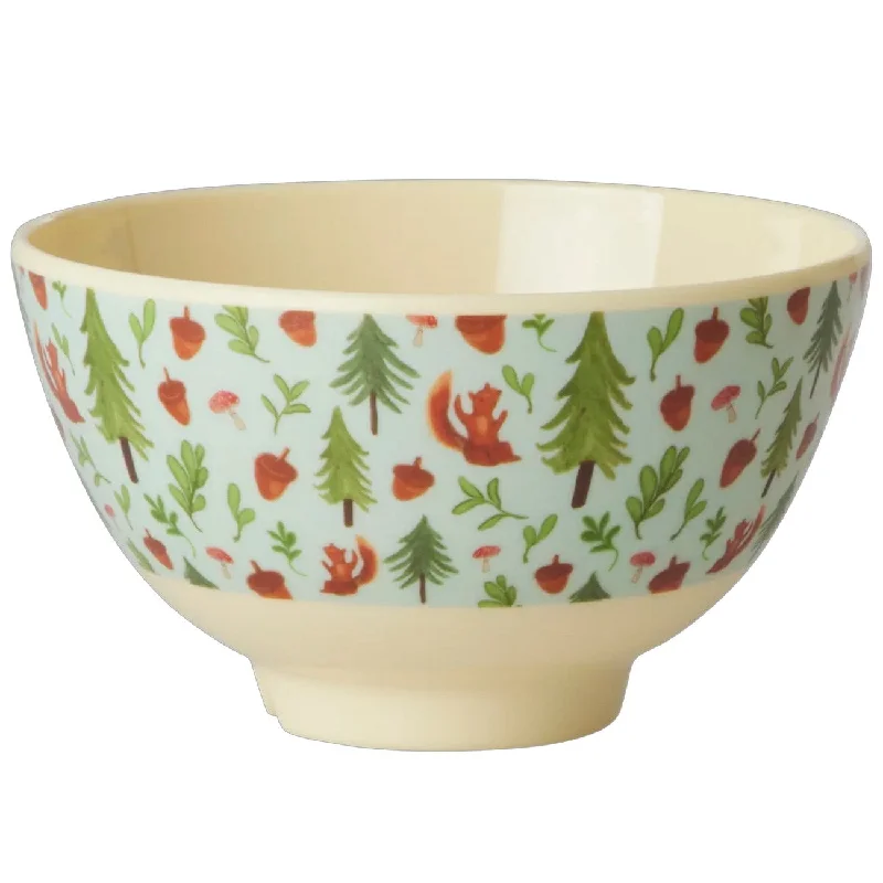 Rice Melamine Bowl with Blue Happy Forest Print - Small - 300 ml