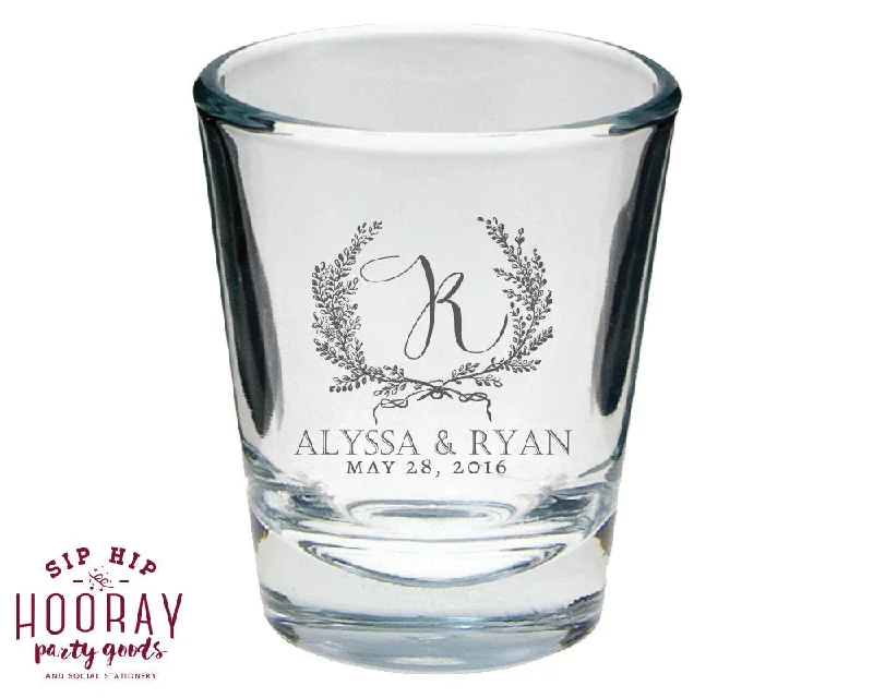 Wedding Anniversary Monogrammed Shot Glass Design #1515