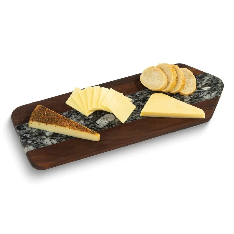 Curata Tegan Carbonized Acacia Wood and Black/White Marble Serving Board