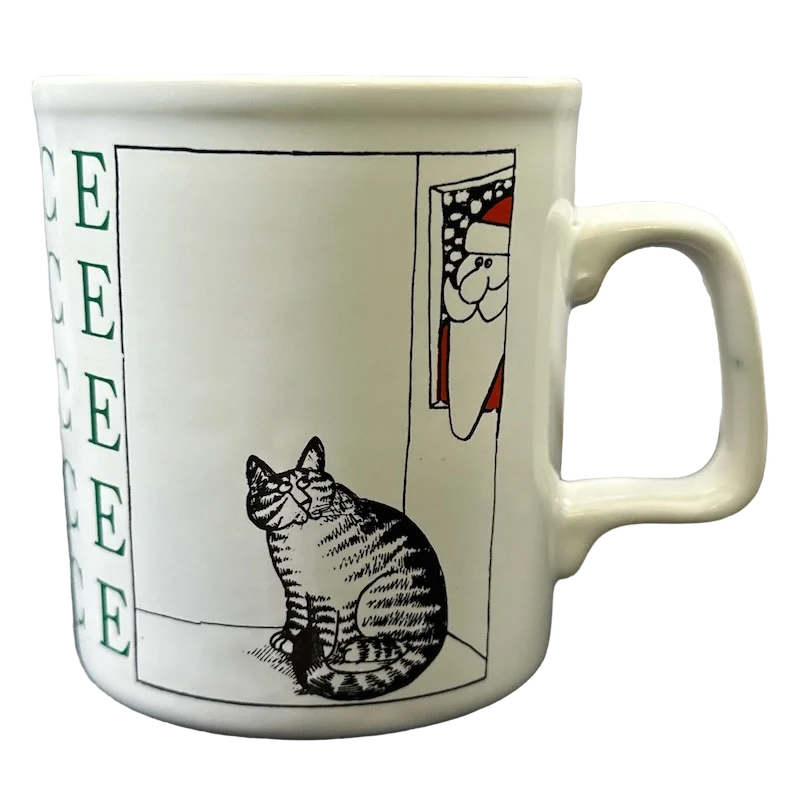 B Kliban PEACE Cat Santa Mug Kiln Craft