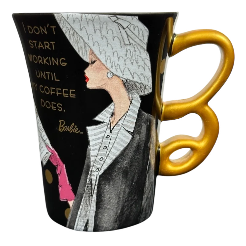 Barbie I Don't Start Working Until My Coffee Does 3D Figural B Handle Mug Hallmark