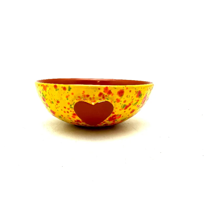 Calliope Heart Ice-Cream Bowls - Speckled Yellow