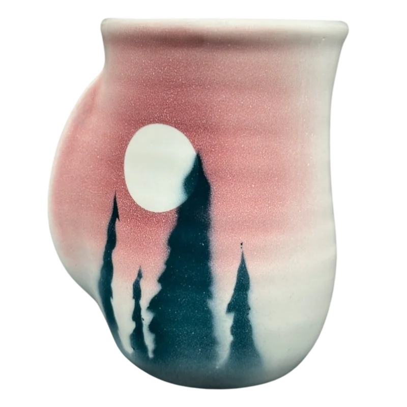 Hand Warmer Pottery Mug Neher Forest And Trees Under Moonlight Right Hand Clay In Motion